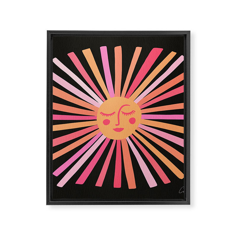 Sunshine - Pink on Charcoal Framed Canvas Print Gallery Image 8