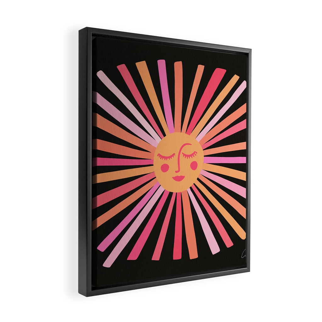 Sunshine - Pink on Charcoal Framed Canvas Print Gallery Image 2