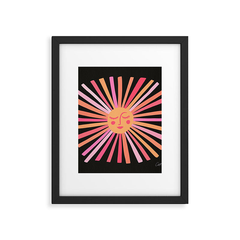 Sunshine - Pink on Charcoal Framed Art Print Gallery Image 6