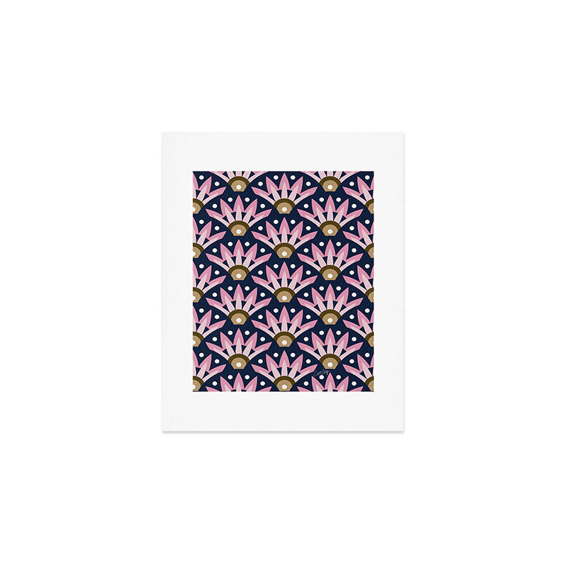 Sunshine Seigaiha Wave - Blush & Navy Art Print Gallery Image 1