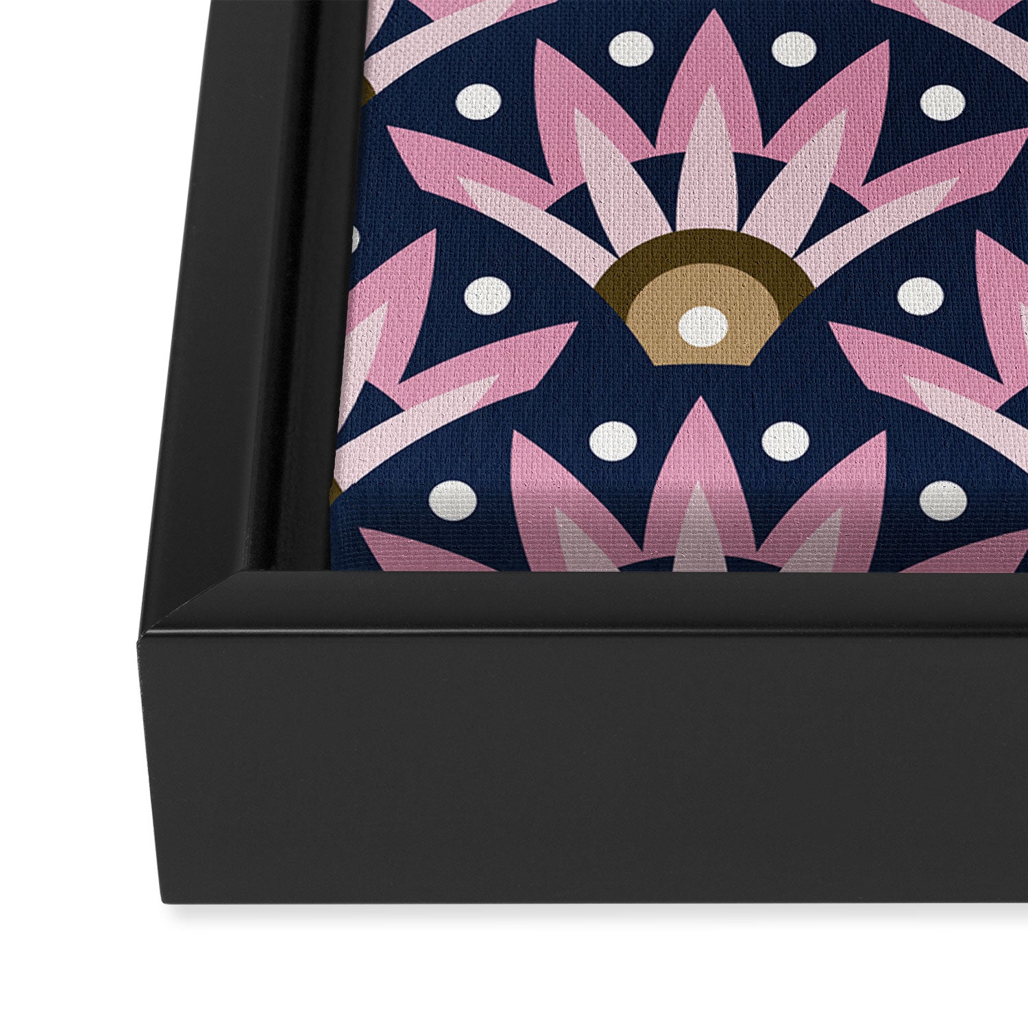 Sunshine Seigaiha Wave - Blush & Navy Framed Canvas Print Gallery Image 3
