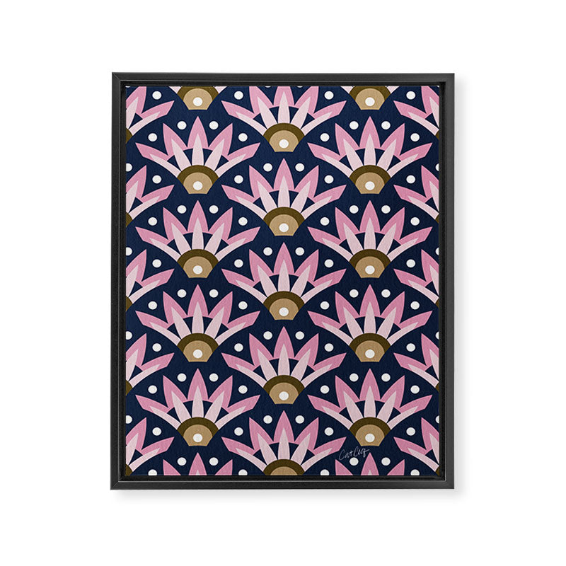 Sunshine Seigaiha Wave - Blush & Navy Framed Canvas Print Gallery Image 8