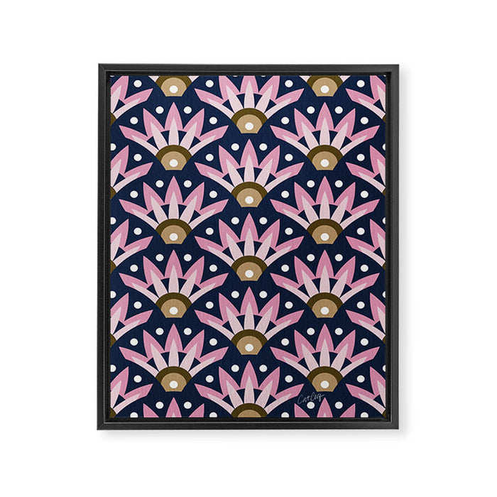 Sunshine Seigaiha Wave - Blush & Navy Framed Canvas Print Gallery Image 1