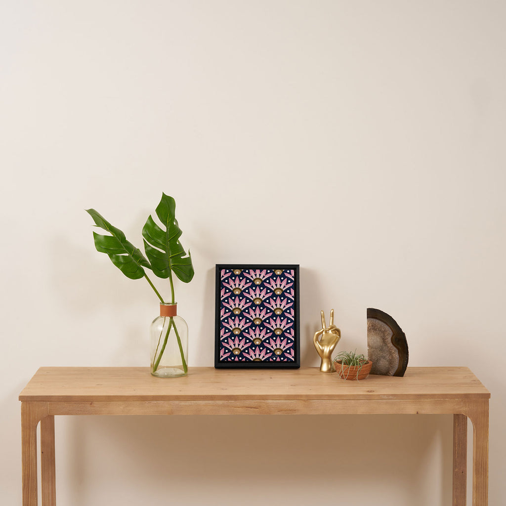 Sunshine Seigaiha Wave - Blush & Navy Framed Canvas Print Gallery Image 4