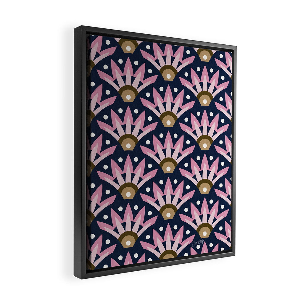Sunshine Seigaiha Wave - Blush & Navy Framed Canvas Print Gallery Image 2