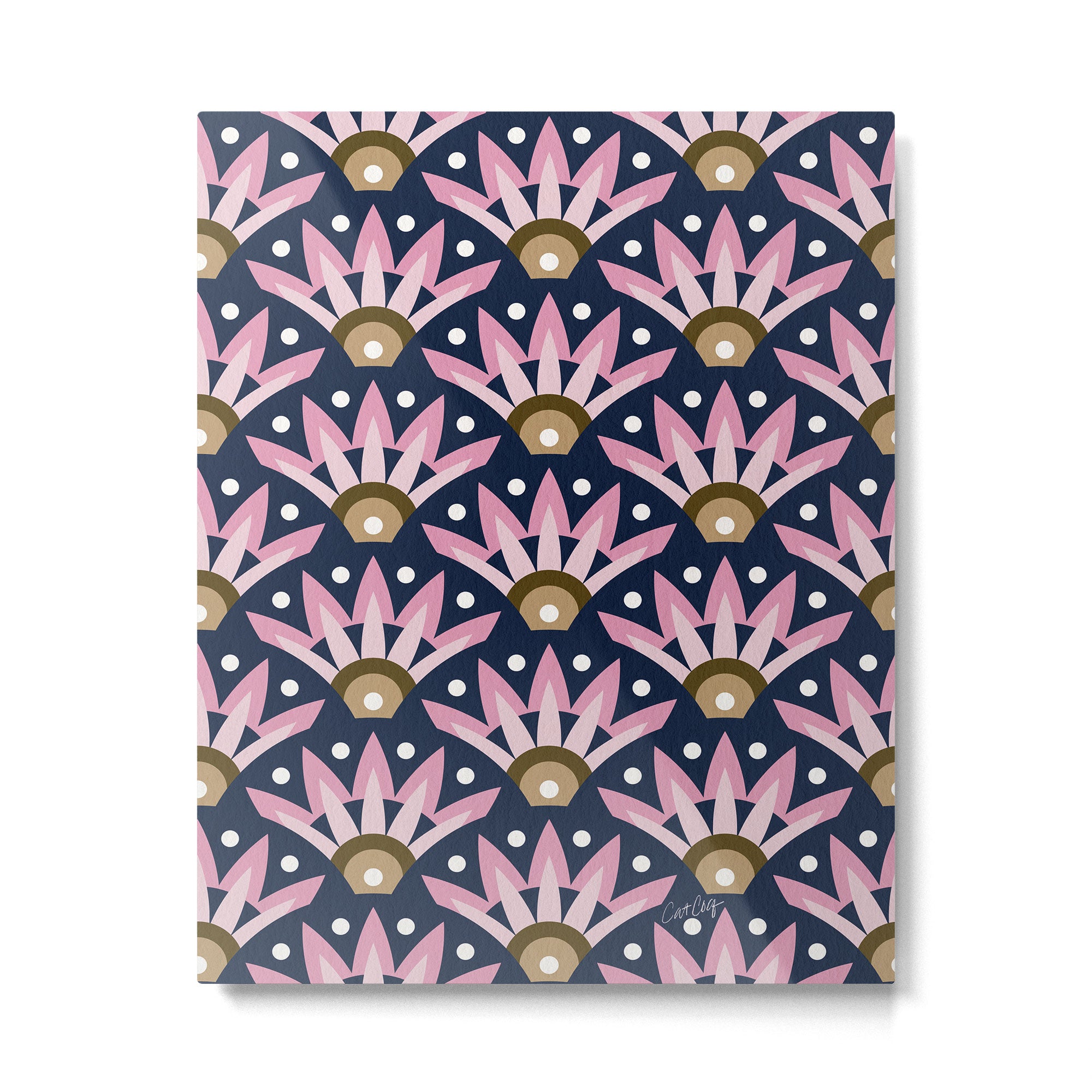 Sunshine Seigaiha Wave - Blush & Navy Metal Print Gallery Image 6