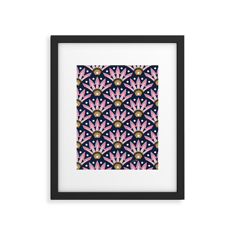 Sunshine Seigaiha Wave - Blush & Navy Framed Art Print Gallery Image 6