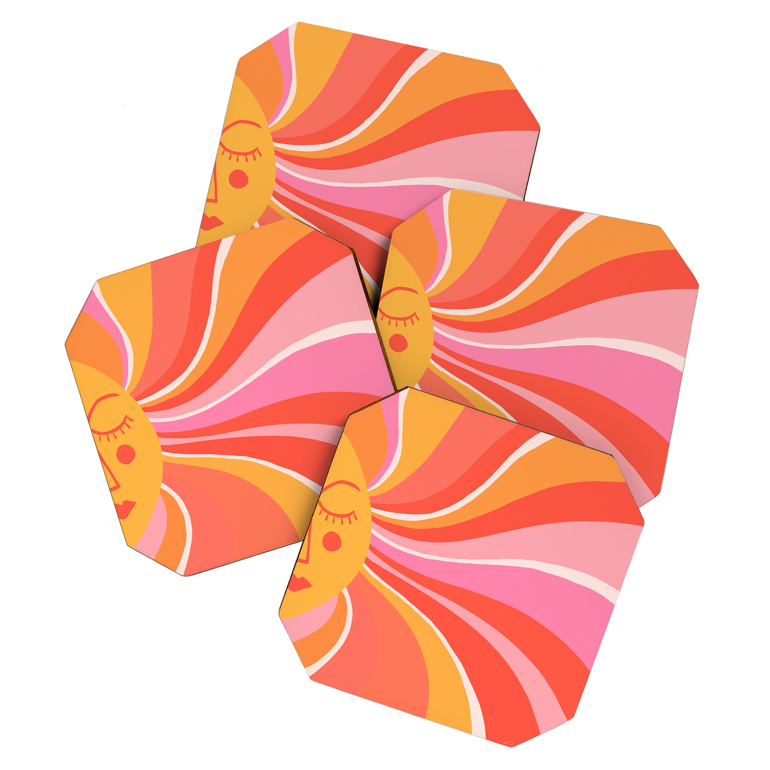 Sunshine Swirl â Pink & Peach Palette Coaster Gallery Image 1