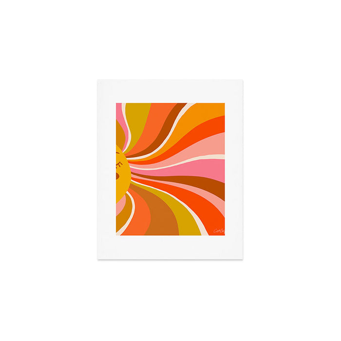 Sunshine Swirl - Retro Ochre Art Print Gallery Image 1