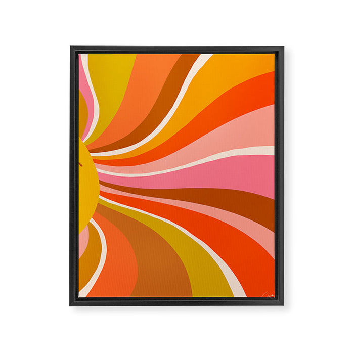 Sunshine Swirl - Retro Ochre Framed Canvas Print Gallery Image 1