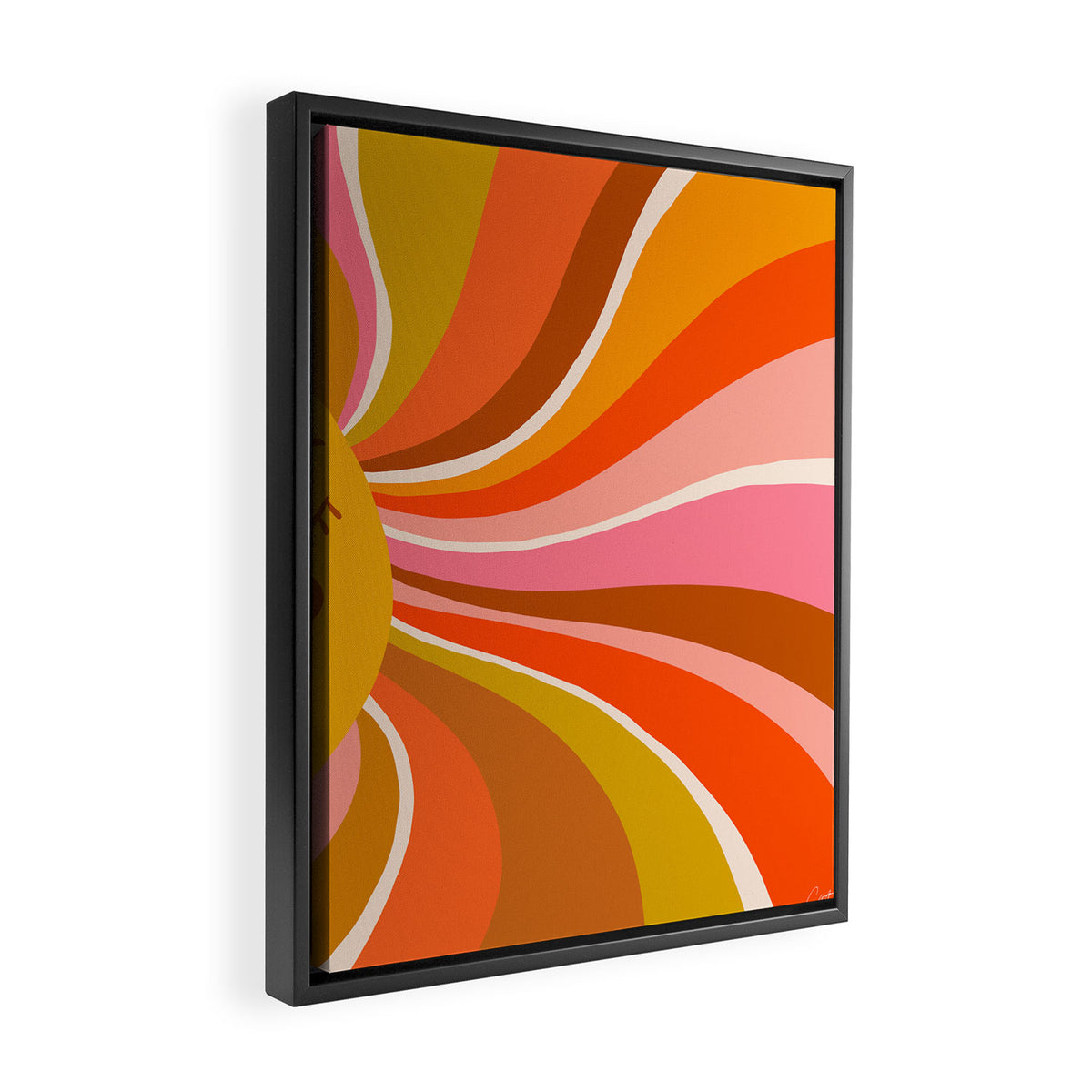 Sunshine Swirl - Retro Ochre Framed Canvas Print Gallery Image 2