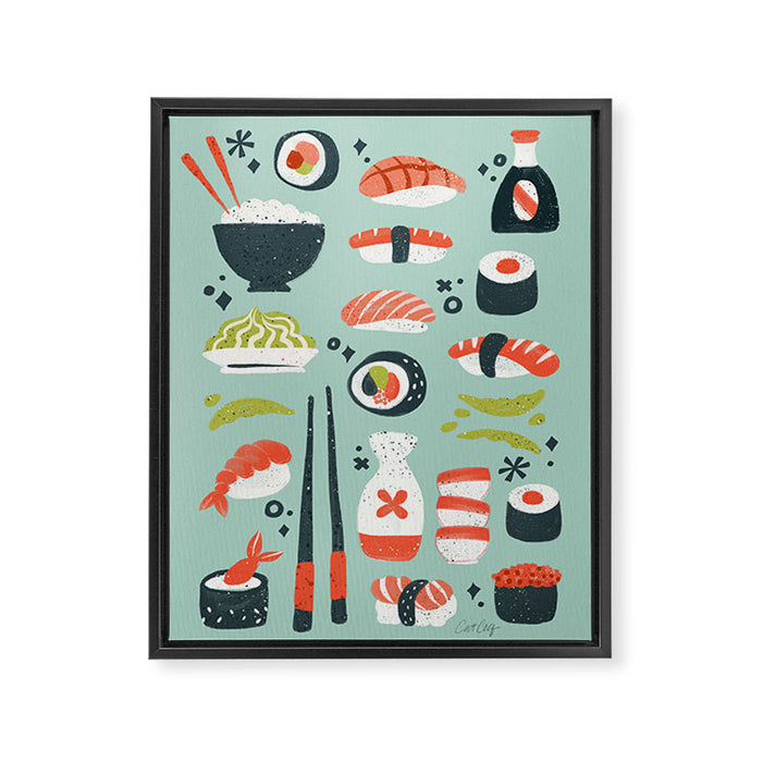 Sushi Dreams - Mint Framed Canvas Print Gallery Image 1