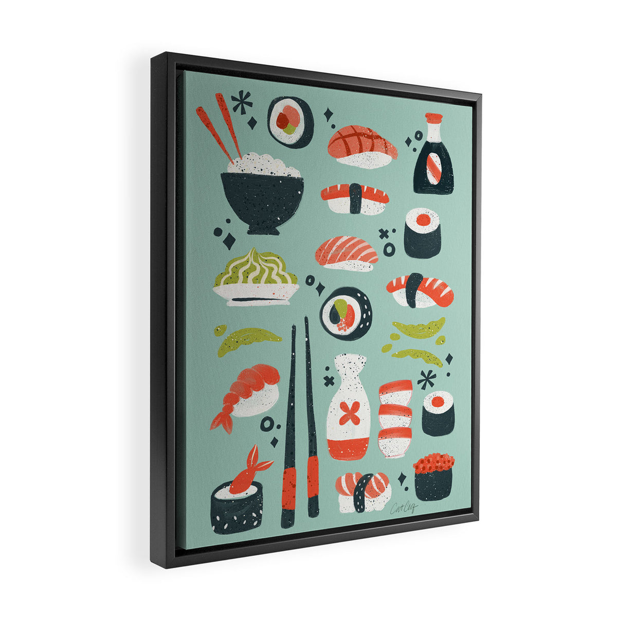 Sushi Dreams - Mint Framed Canvas Print Gallery Image 2