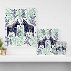 Swedish Dala Horse - Navy & Mint Palette Canvas Print Gallery Image 3