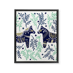 Swedish Dala Horse - Navy & Mint Palette Framed Canvas Print Gallery Image 8