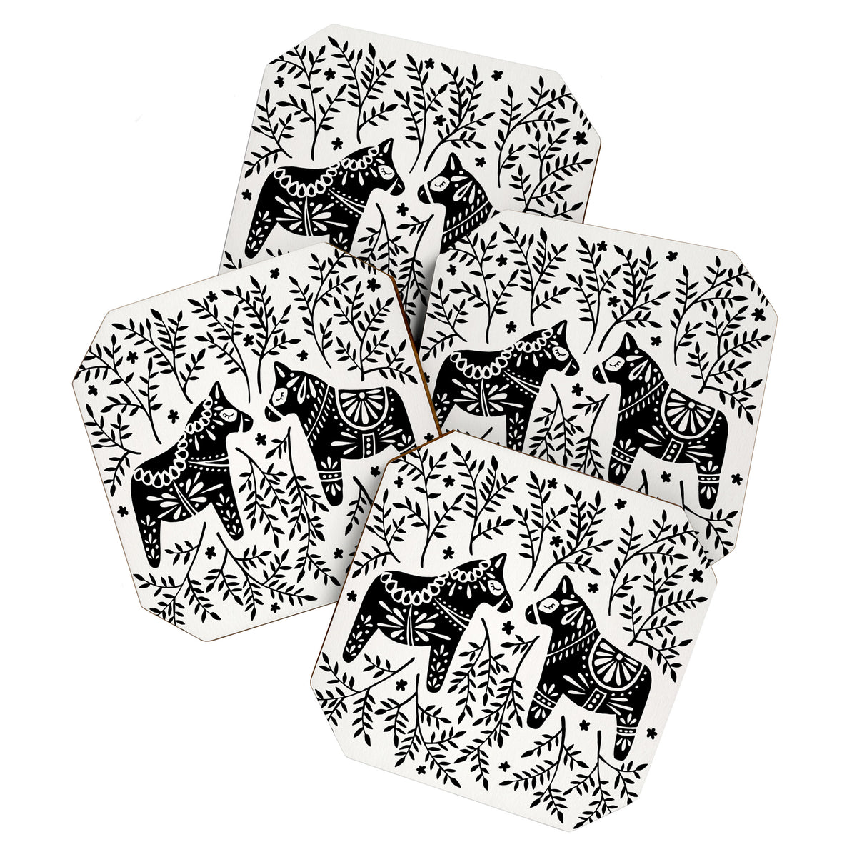 Swedish Dala Horses - Black Palette Coaster Gallery Image 1
