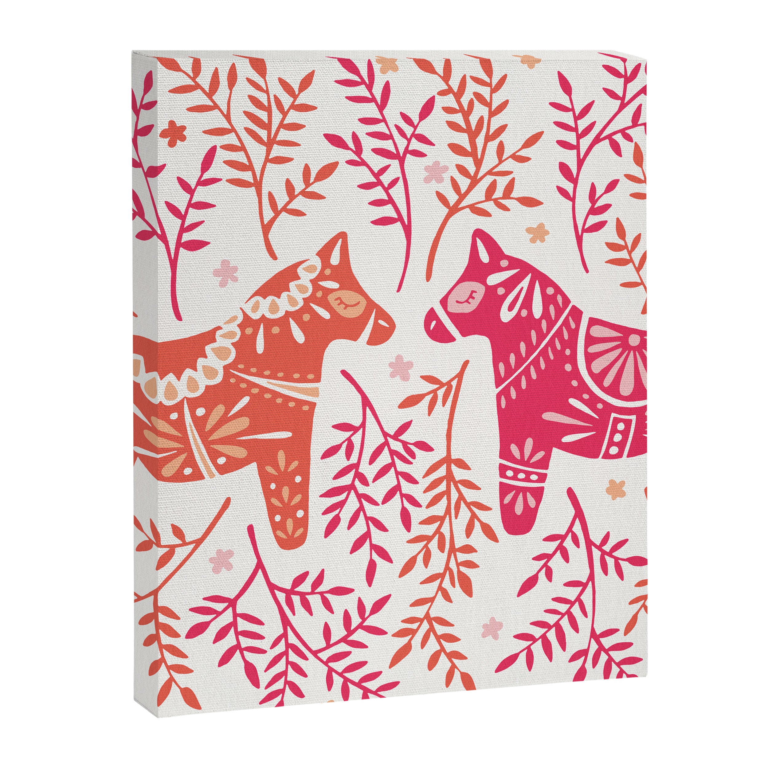 Swedish Dala Horses - Melon Palette Canvas Print Gallery Image 8