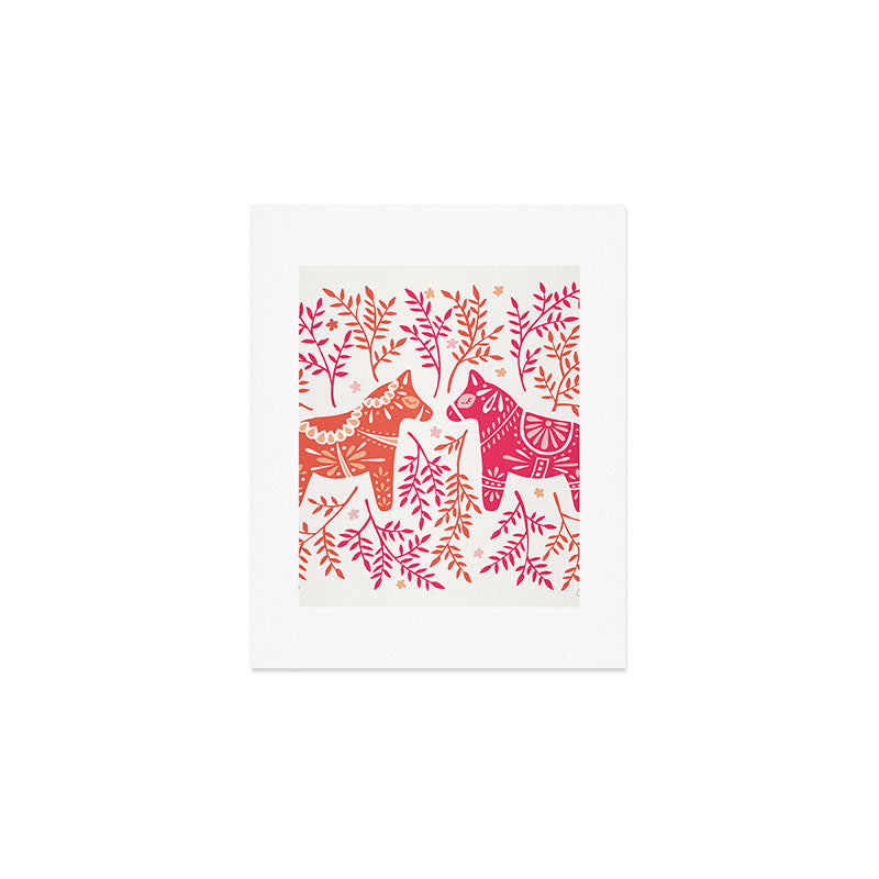 Swedish Dala Horses - Melon Palette Art Print Gallery Image 1