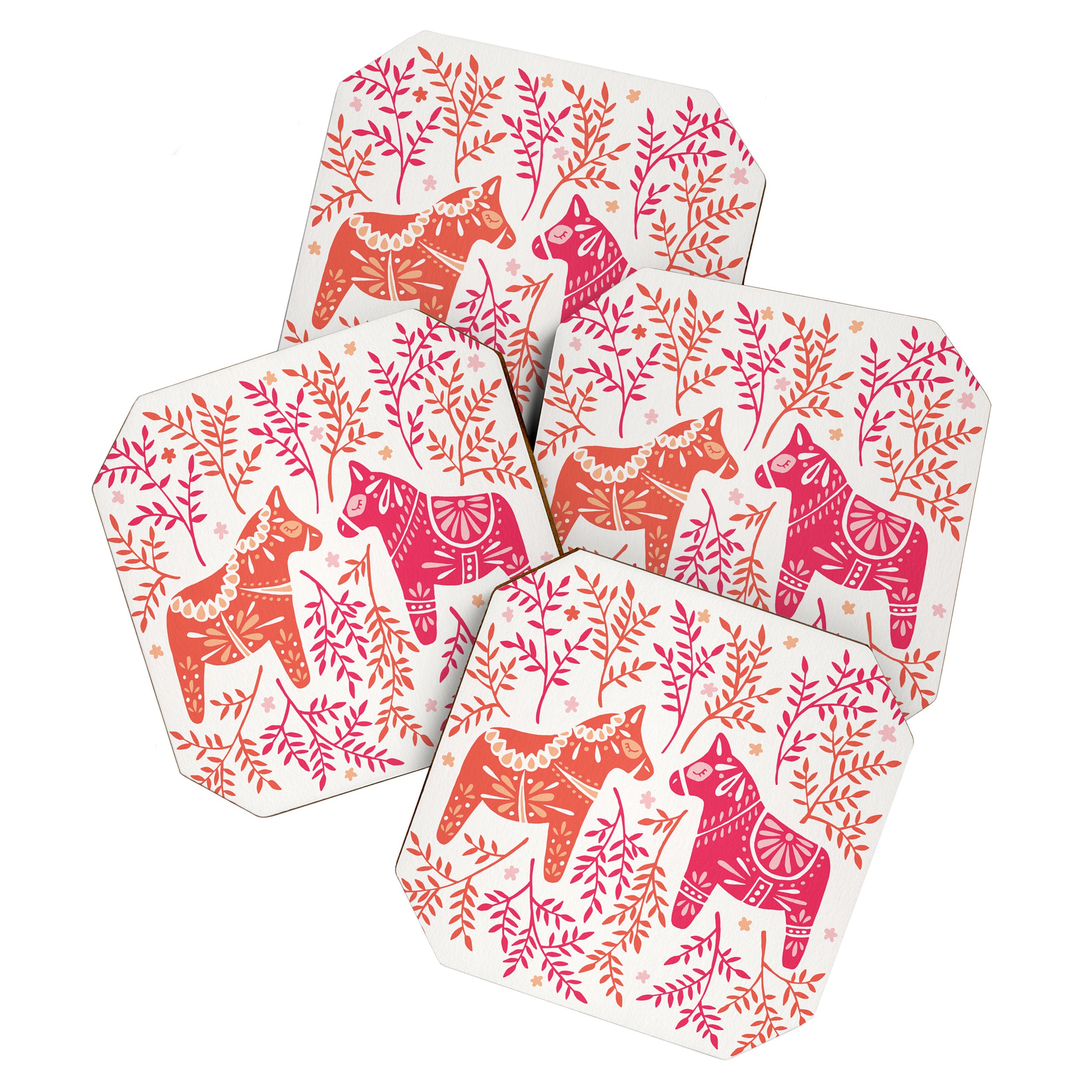 Swedish Dala Horses - Melon Palette Coaster Gallery Image 1