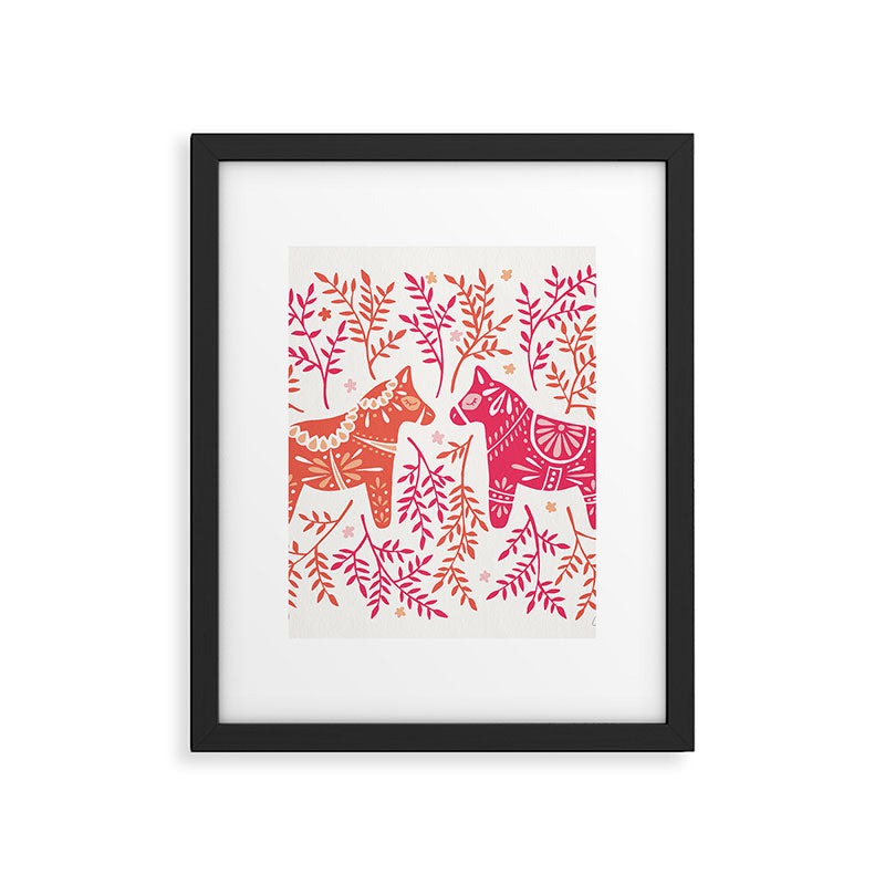 Swedish Dala Horses - Melon Palette Framed Art Print Gallery Image 6