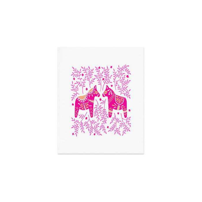 Swedish Dala Horses - Pink Palette Art Print Gallery Image 1