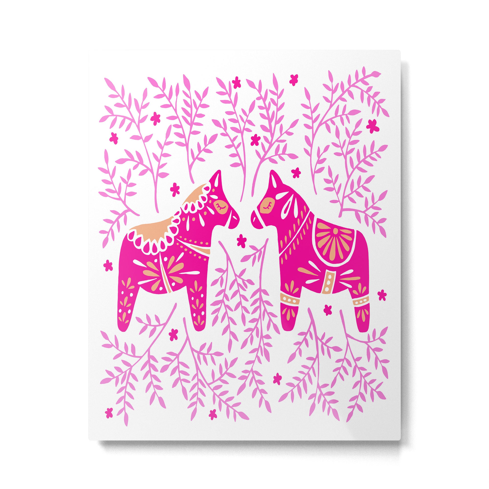 Swedish Dala Horses - Pink Palette Metal Print Gallery Image 6