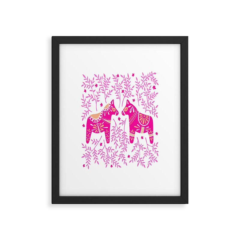 Swedish Dala Horses - Pink Palette Framed Art Print Gallery Image 6