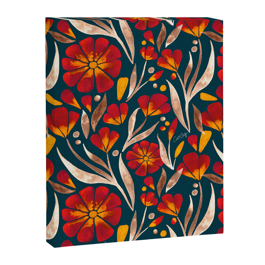 Sweet Florals - Crimson & Jade Canvas Print Gallery Image 8