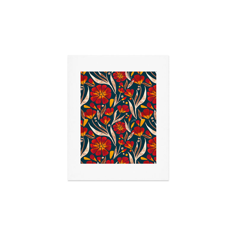 Sweet Florals - Crimson & Jade Art Print Gallery Image 1