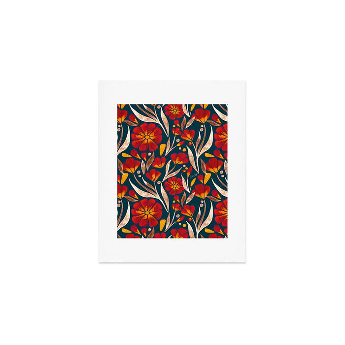 Sweet Florals - Crimson & Jade Art Print Gallery Image 1