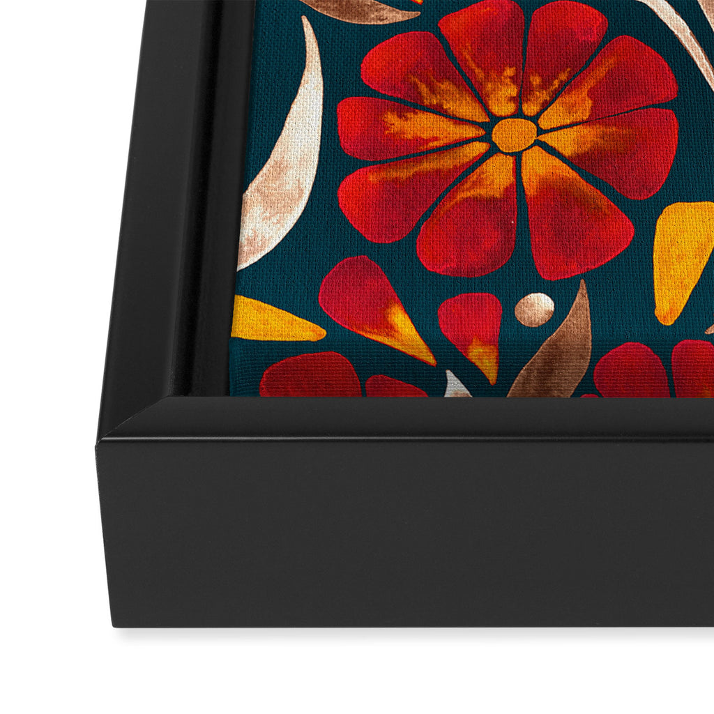 Sweet Florals - Crimson & Jade Framed Canvas Print Gallery Image 3