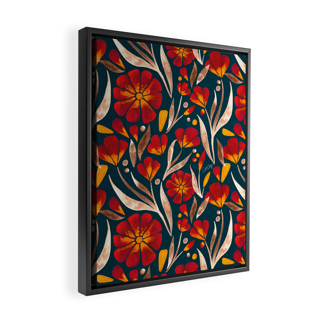 Sweet Florals - Crimson & Jade Framed Canvas Print Gallery Image 2