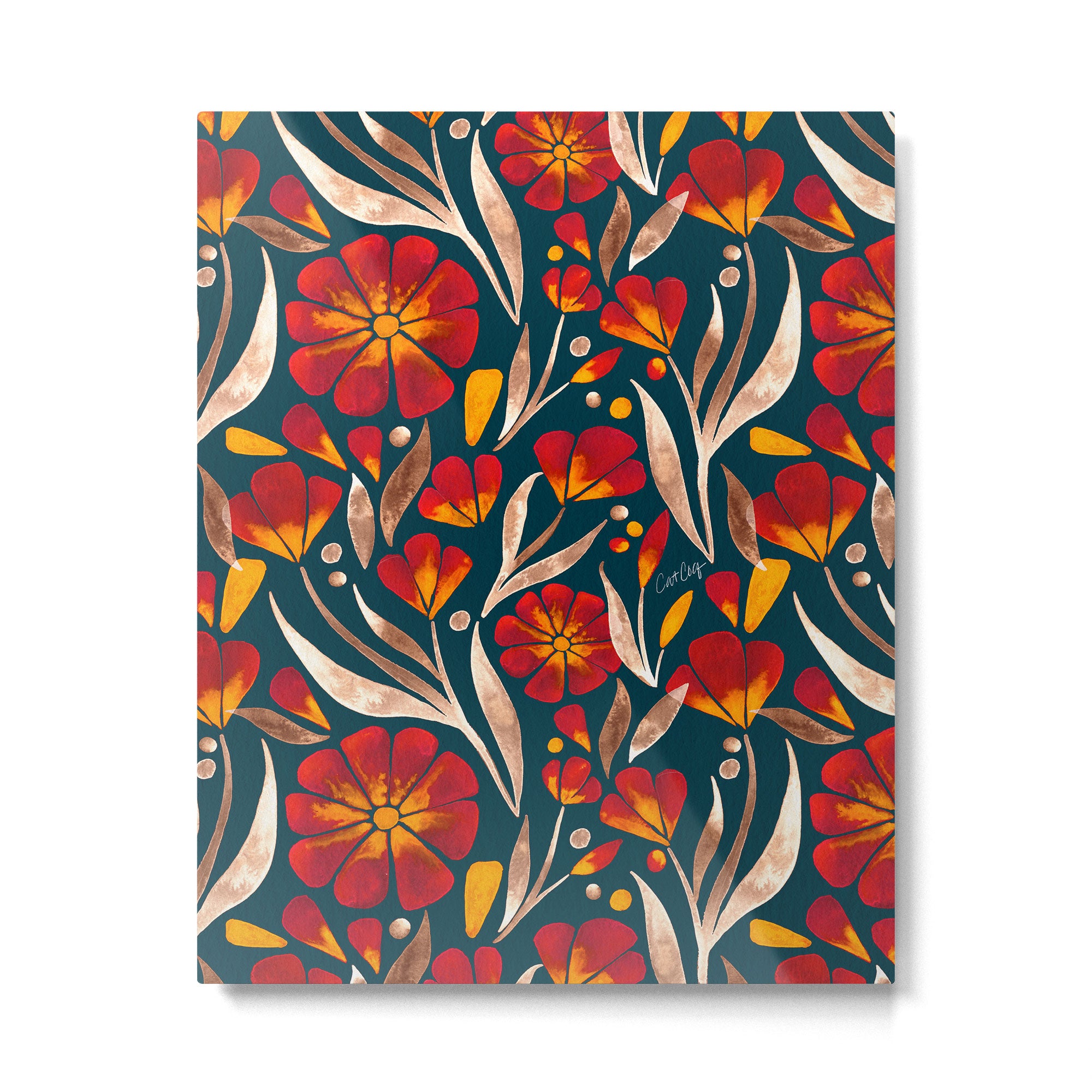 Sweet Florals - Crimson & Jade Metal Print Gallery Image 6
