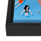 Swimming Ladies - Coral & Blue Palette Framed Canvas Print Gallery Image 3