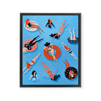 Swimming Ladies - Coral & Blue Palette Framed Canvas Print Gallery Image 8
