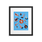 Swimming Ladies - Coral & Blue Palette Framed Art Print Gallery Image 6