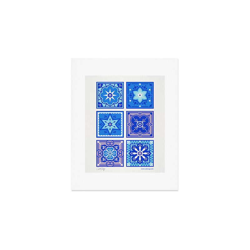 Talavera Mexican Tile - Blue Palette Art Print Gallery Image 1