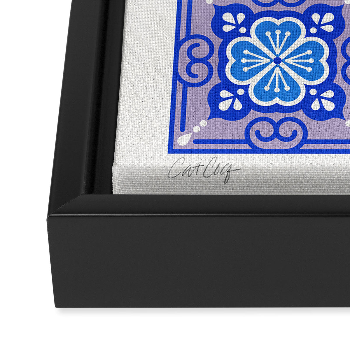Talavera Mexican Tile - Blue Palette Framed Canvas Print Gallery Image 3