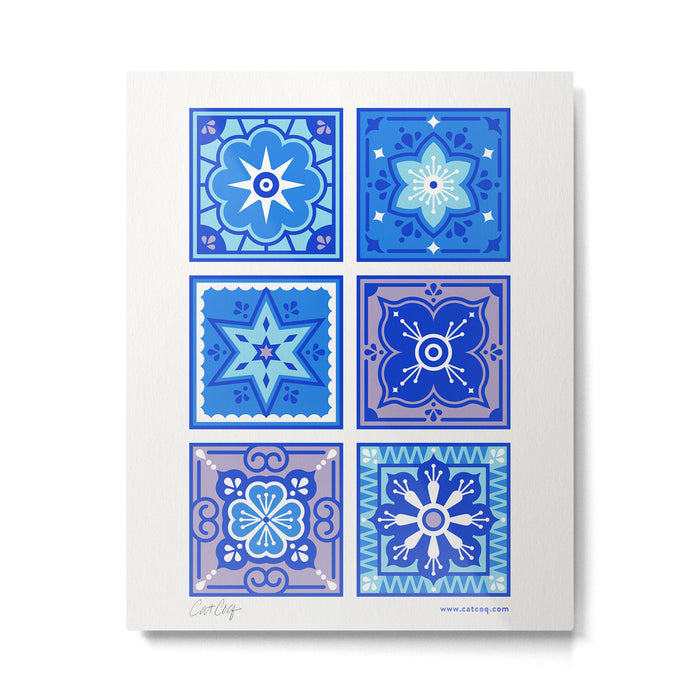 Talavera Mexican Tile - Blue Palette Metal Print Gallery Image 1