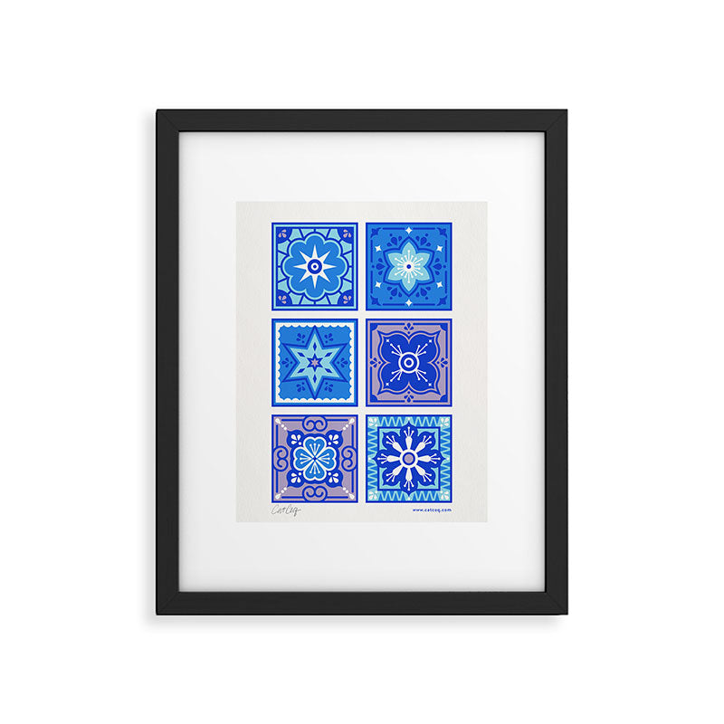 Talavera Mexican Tile - Blue Palette Framed Art Print Gallery Image 5