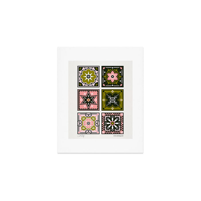 Talavera Mexican Tile - Blush & Sage Palette Art Print Gallery Image 1