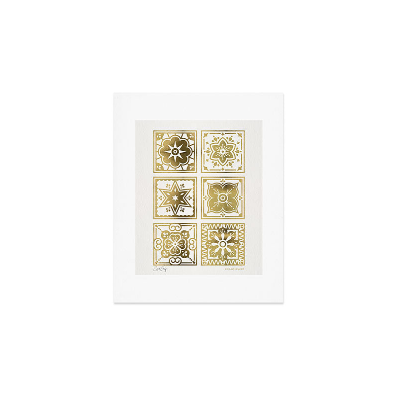 Talavera Mexican Tile - Gold Palette Art Print Gallery Image 1