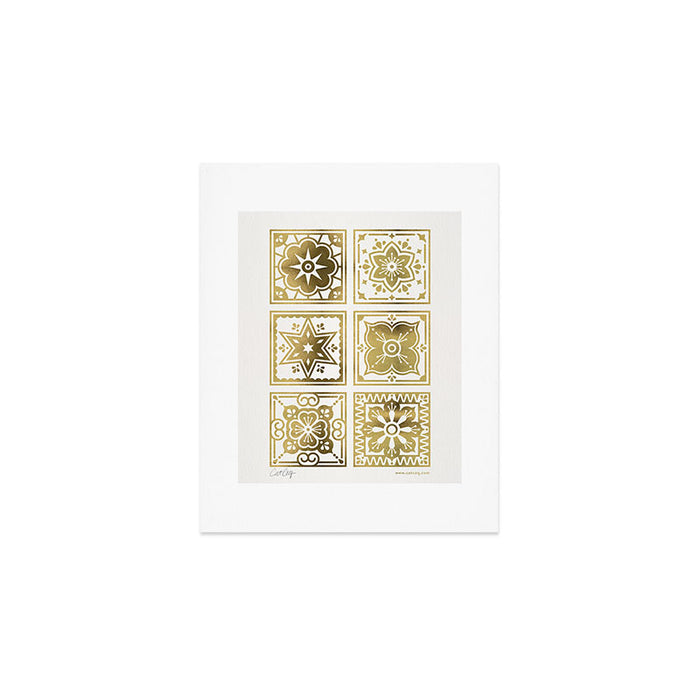 Talavera Mexican Tile - Gold Palette Art Print Gallery Image 1