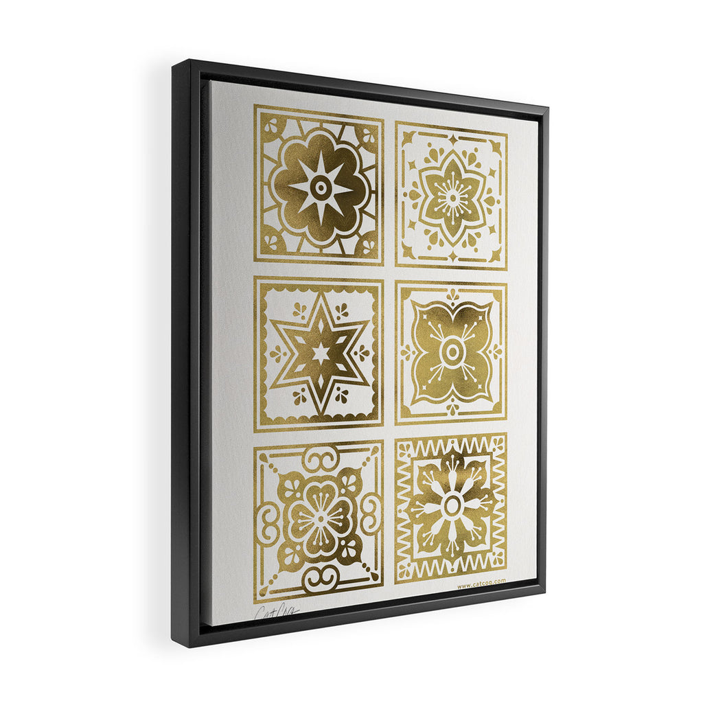 Talavera Mexican Tile - Gold Palette Framed Canvas Print Gallery Image 2