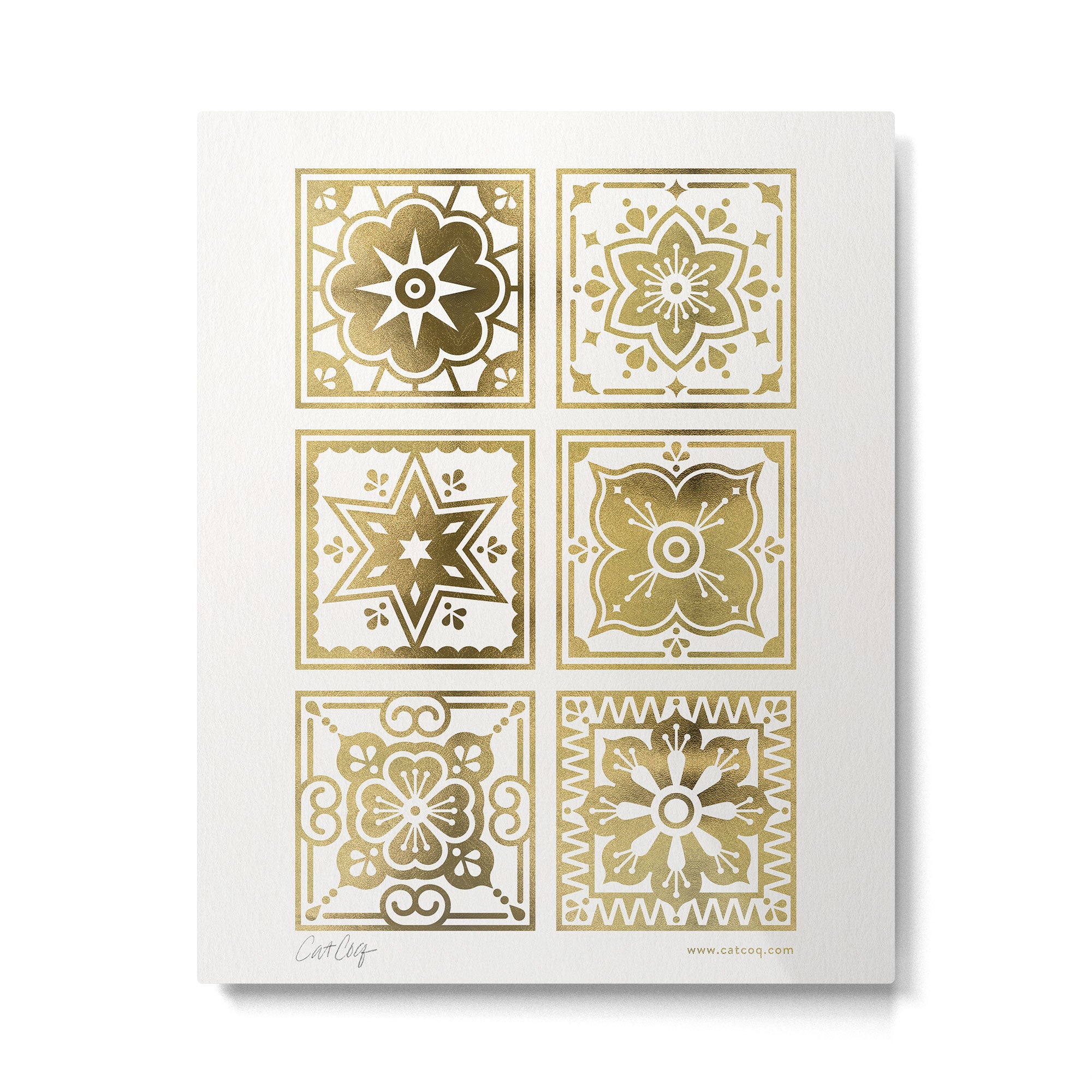 Talavera Mexican Tile - Gold Palette Metal Print Gallery Image 4