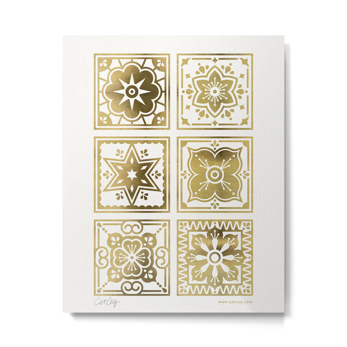 Talavera Mexican Tile - Gold Palette Metal Print Gallery Image 1