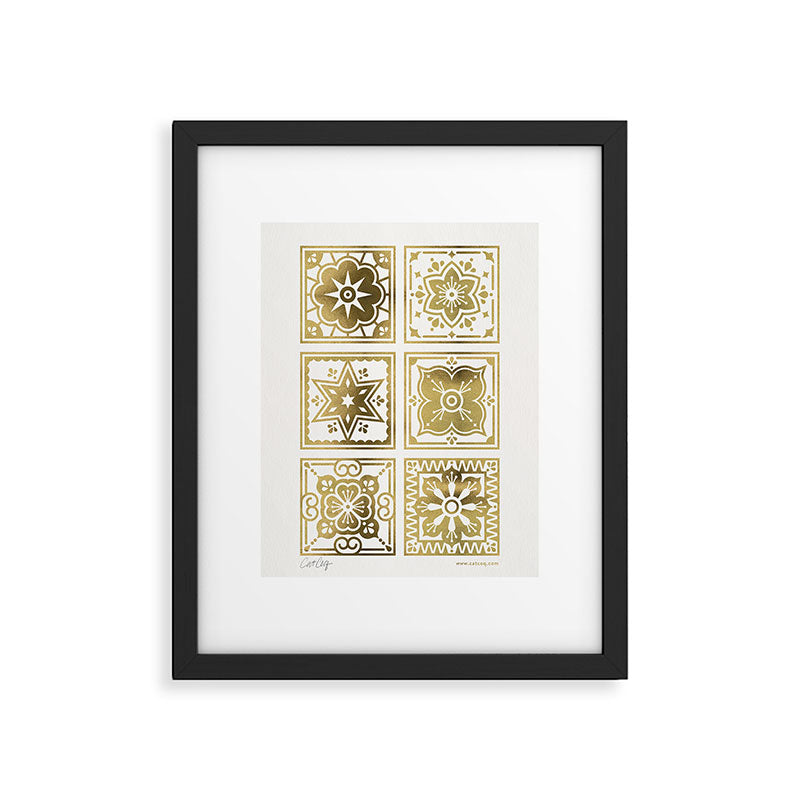 Talavera Mexican Tile - Gold Palette Framed Art Print Gallery Image 5