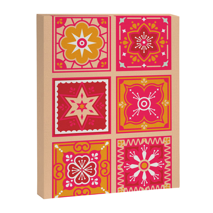 Talavera Mexican Tile - Hot Pink & Orange Palette Canvas Print Gallery Image 1