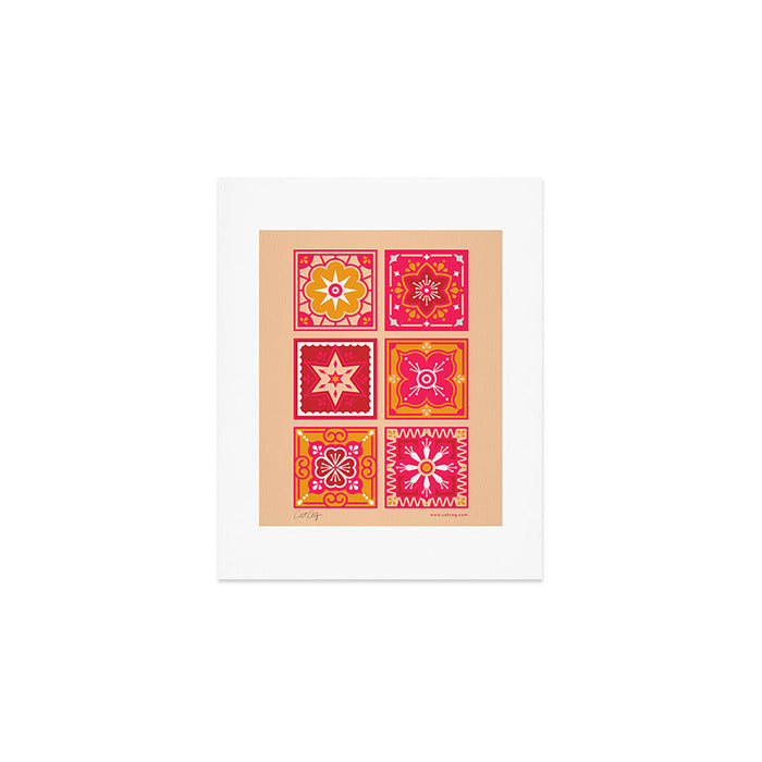 Talavera Mexican Tile - Hot Pink & Orange Palette Art Print Gallery Image 1