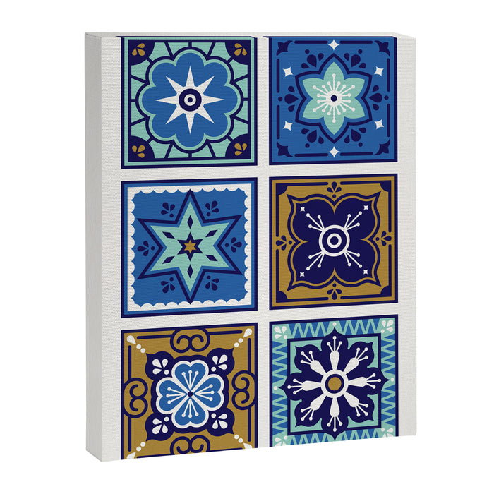 Talavera Mexican Tile - Navy & Bronze Palette Canvas Print Gallery Image 1